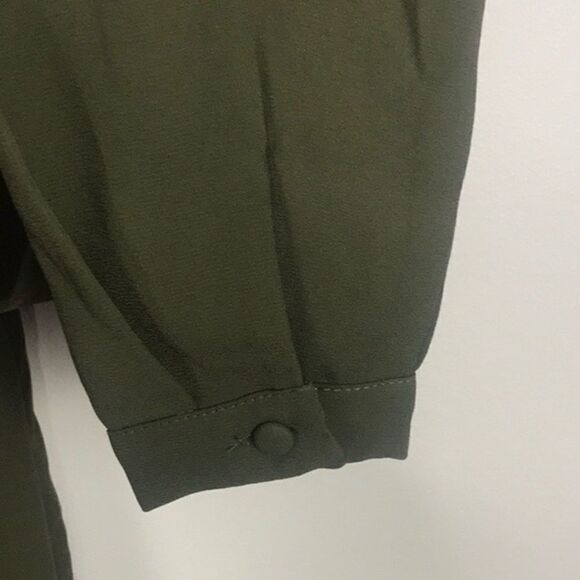 Tobi Army Green Lace Up Sheer Long Sleeve Blouse Women's Size Small - Picture 4 of 7